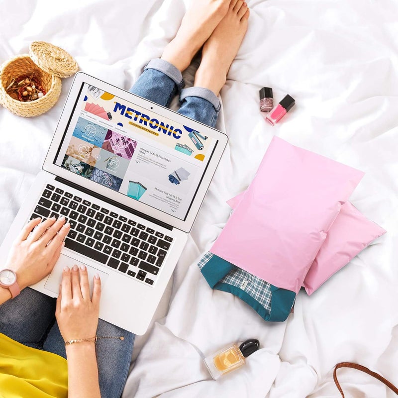 Metronic Poly Mailers 10X13 100 Pack, Strong Adhesive Shipping Envelopes for Clothing, Medium Shipping Bags for Small Businesses, Waterproof Mailers Poly Bags, Packages Bags Light Pink - Image 2